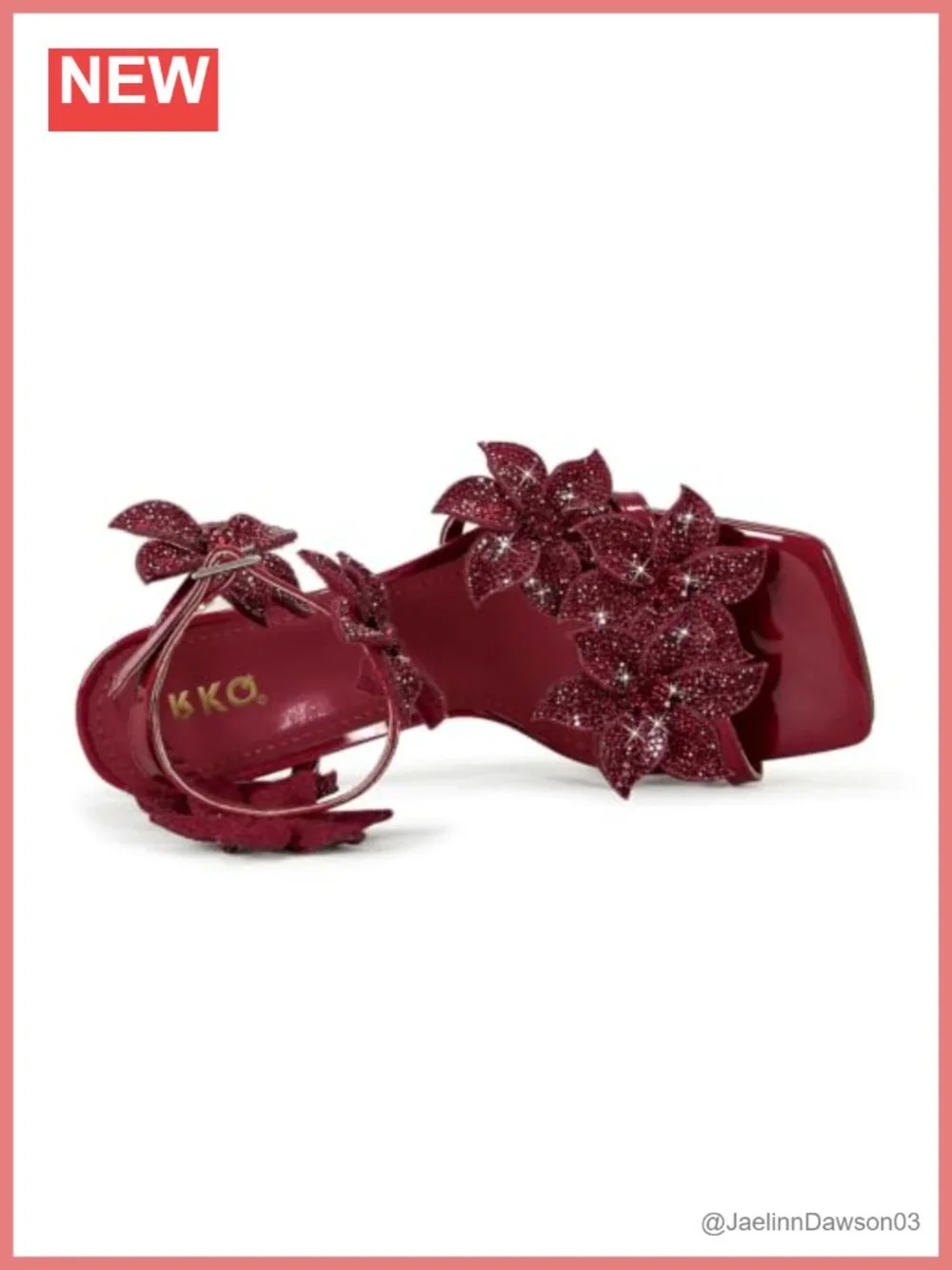 Rhinestone Flower Stiletto Heels Sandals Women Patent Leather Ankle Strap